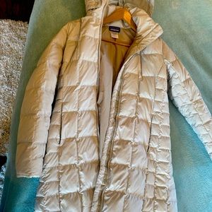 Woman’s knee length Patagonia jacket